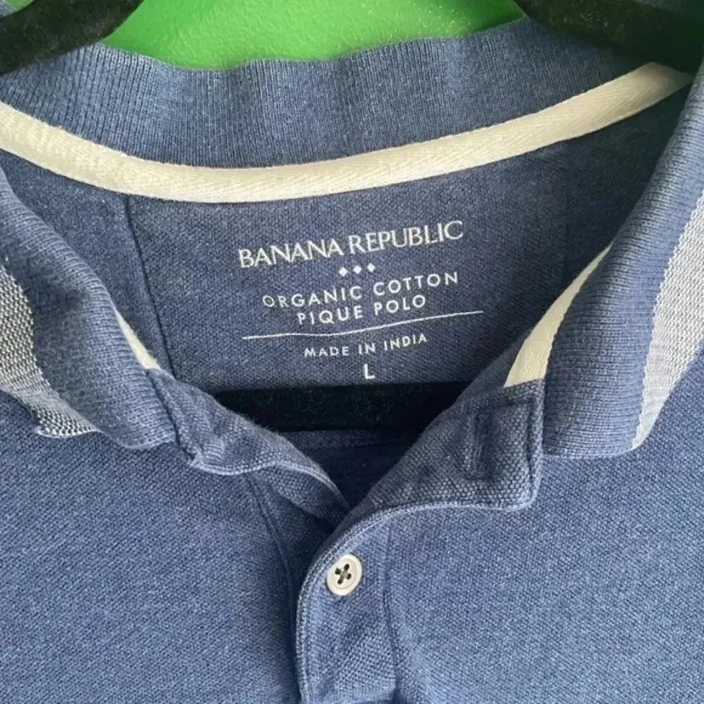 CLEARANCE Banana Republic Pique Polo Shirt Organic Cotton Navy Size L Large EUC!